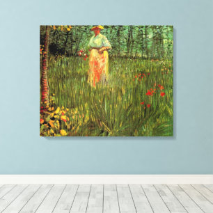 ヴィンセント・ヴァン・ゴッホによる庭の女性歩く キャンバスプリント