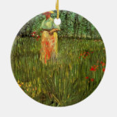 ヴィンセント・ヴァン・ゴッホによる庭の女性歩く セラミックオーナメント (裏面)