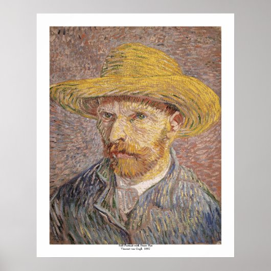 ヴィンセント・ヴァン・ゴッホによる藁帽子の自画像 ポスター (正面)