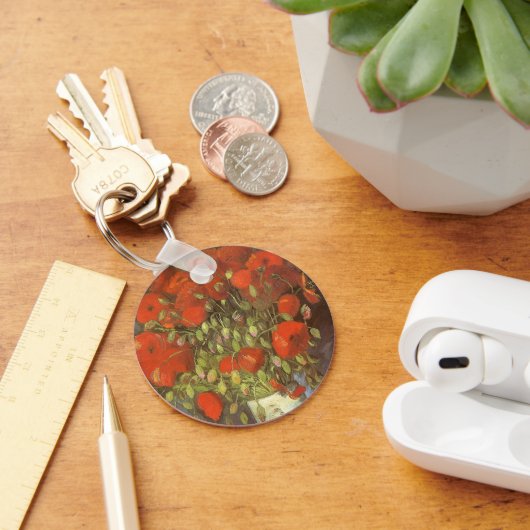 ヴィンセント・ヴァン・ゴッホによる赤いケシの花瓶 キーホルダー (デスク)