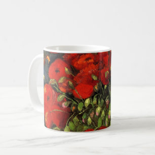 ヴィンセント・ヴァン・ゴッホによる赤いケシの花瓶 コーヒーマグカップ