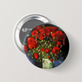 ヴィンセント・ヴァン・ゴッホによる赤いケシの花瓶 缶バッジ (正面&裏面)