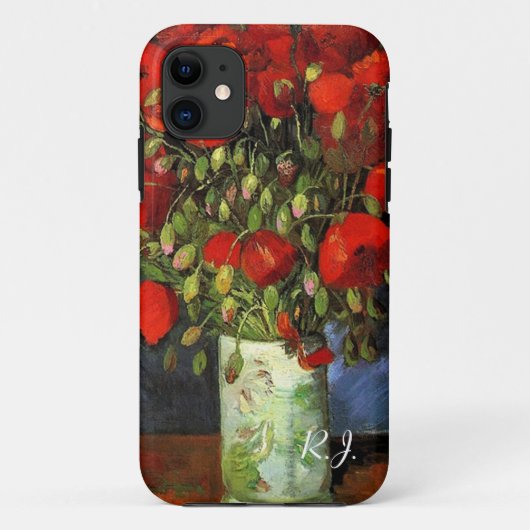 ヴィンセント・ヴァン・ゴッホによる赤いポピーの花瓶。 Case-Mate iPhoneケース (裏面)