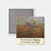 ヴィンセント・ヴァン・ゴッホによる農民2人の掘り起こし マグネット (正面/裏面)