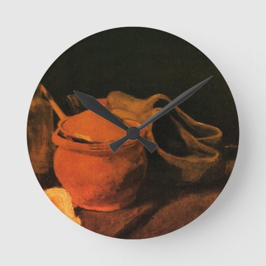 ヴィンセント・ヴァン・ゴッホによる陶器・ボトル・下駄 ラウンド壁時計 (正面)