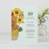 ヴィンセント・ヴァン・ゴッホのひまわり 結婚記念日招待状 招待状 (スタンド正面)