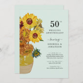 ヴィンセント・ヴァン・ゴッホのひまわり 結婚記念日招待状 招待状 (正面/裏面)