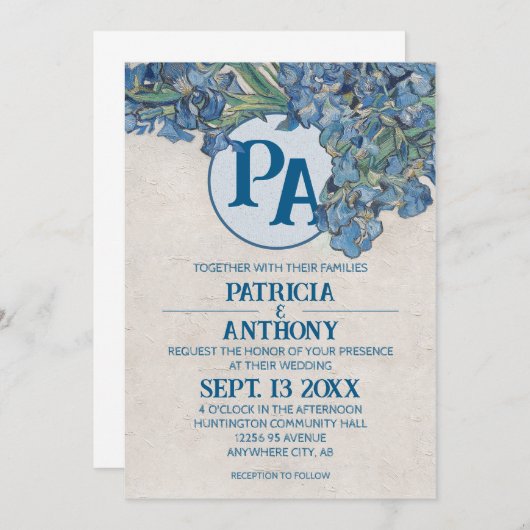 ヴィンセント・ヴァン・ゴッホのアイリス ウェディング インビテーション 招待状 (正面/裏面)