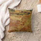 ヴィンセント・ヴァン・ゴッホのオーベルを背景にした麦畑 クッション (ブランケット)