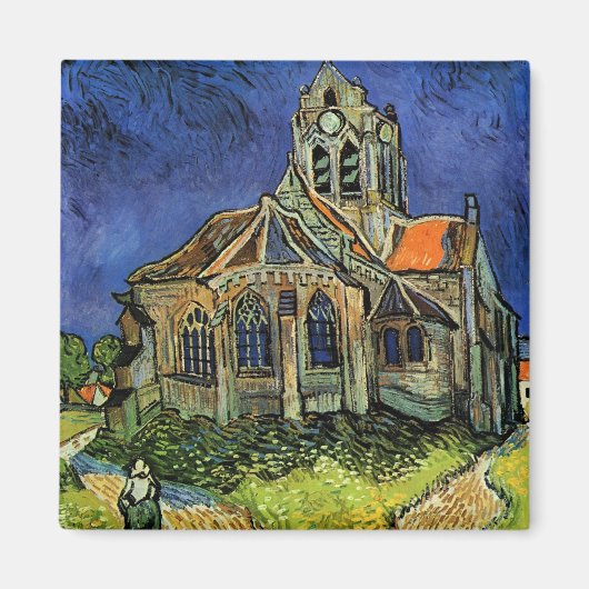 ヴィンセント・ヴァン・ゴッホのオーベル村の教会 マグネット (正面)