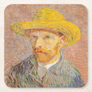 ヴィンセント・ヴァン・ゴッホのセルフポートレート印象派の絵画 スクエアペーパーコースター