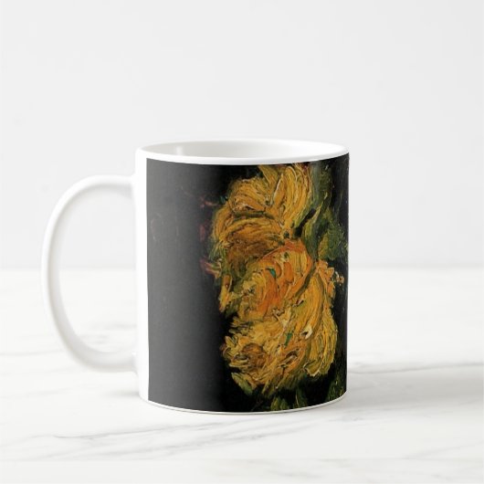 ヴィンセント・ヴァン・ゴッホのバラの花瓶 コーヒーマグカップ (左)