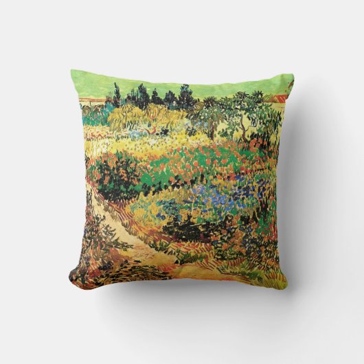 ヴィンセント・ヴァン・ゴッホのパスで花園 クッション (正面)