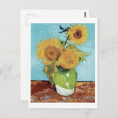 ヴィンセント・ヴァン・ゴッホの三つのひまわりのある花瓶 ポストカード (正面/裏面)