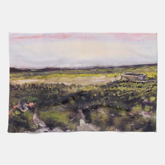 ヴィンセント・ヴァン・ゴッホの手押し車でヒース キッチンタオル (横)