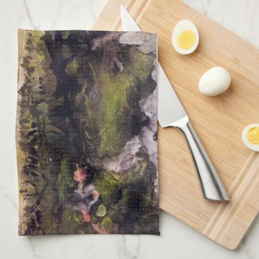 ヴィンセント・ヴァン・ゴッホの手推車のある荒野 キッチンタオル (四つ折り)