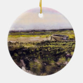 ヴィンセント・ヴァン・ゴッホの手推車のある荒野 セラミックオーナメント (裏面)