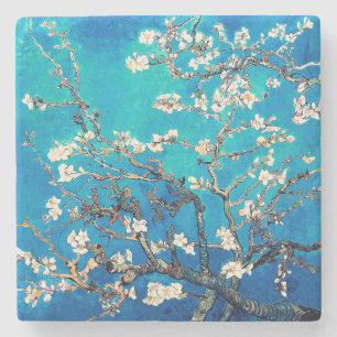 ヴィンセント・ヴァン・ゴッホの桜の花 青緑色 ストーンコースター