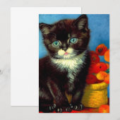 ヴィンセント・ヴァン・ゴッホの模様の子猫 招待状 (正面/裏面)