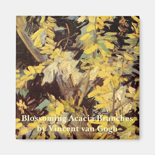 ヴィンセント・ヴァン・ゴッホの花咲くアカシアの枝 マグネット (正面)