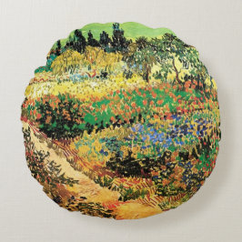 ヴィンセント・ヴァン・ゴッホの花咲く小道のある庭園 ラウンドクッション