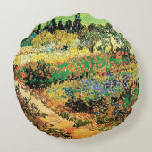 ヴィンセント・ヴァン・ゴッホの花咲く小道のある庭園 ラウンドクッション (裏面)