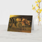 ヴィンセント・ヴァン・ゴッホの赤と白の牛のいる馬車 カード (黄色い花)
