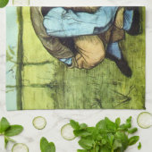 ヴィンセント・ヴァン・ゴッホの鎌で草を刈る少年 キッチンタオル (折り畳み)