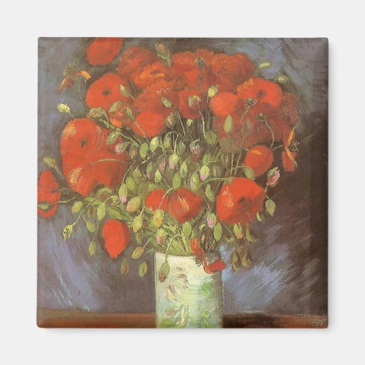 ヴィンセント・ヴァン・ゴッホの静物画「赤いポピーのはな」 マグネット (正面)