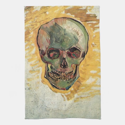 ヴィンセント・ヴァン・ゴッホの静物画「頭蓋骨」 キッチンタオル (縦)