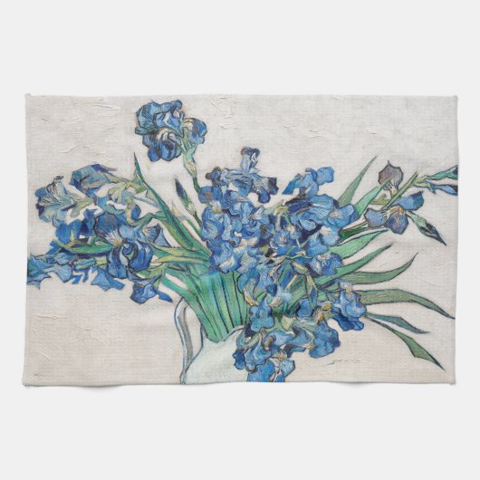 ヴィンセント・ヴァン・ゴッホの静物:アヤメの花瓶 キッチンタオル (横)