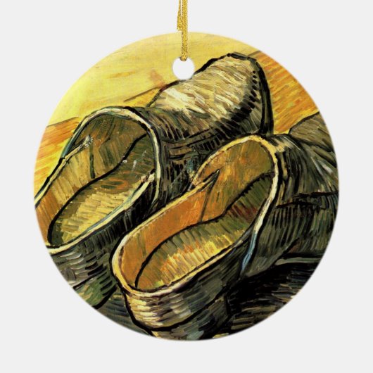 ヴィンセント・ヴァン・ゴッホの革のクロッグの絵 セラミックオーナメント (裏面)