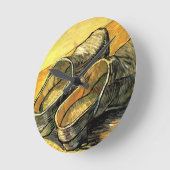 ヴィンセント・ヴァン・ゴッホの革のクロッグ ラウンド壁時計 (傾斜)