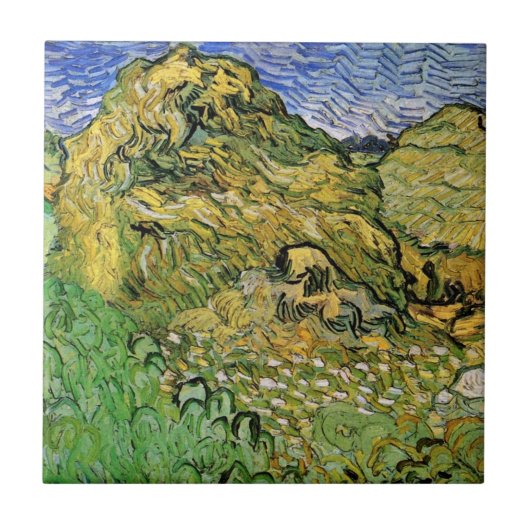ヴィンセント・ヴァン・ゴッホの麦の山のある風景 タイル (正面)