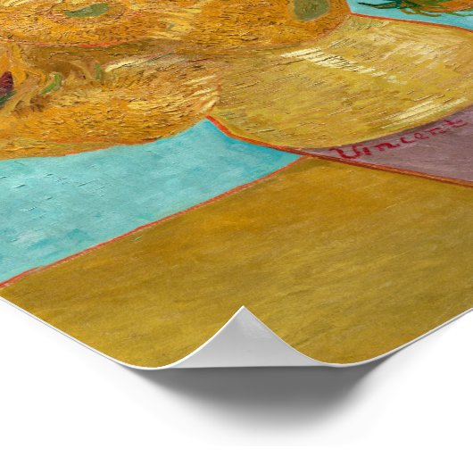 ヴィンセント・ヴァン・ゴッホの12のひまわりの花瓶 ポスター (角)