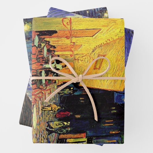 ヴィンセント・ヴァン・ゴッホの3つの異なる星月夜の風景 ラッピングペーパーシート (インサイチュ)