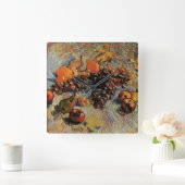 ヴィンセント・ヴァン・ゴッホの「リンゴ、梨、レモン、ブドウ」 スクエア壁時計 (ホーム)