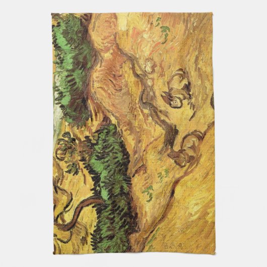 ヴィンセント・ヴァン・ゴッホの『二匹のウサギのある野』 キッチンタオル (縦)