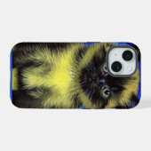 ヴィンセント・ヴァン・ゴッホの『星降る夜』シャム猫 iPhone 15ケース (裏面横)