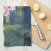 ヴィンセント・ヴァン・ゴッホの「星降る夜」花の鹿コンパイル キッチンタオル (四つ折り)