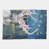 ヴィンセント・ヴァン・ゴッホの「星降る夜」花の鹿コンパイル キッチンタオル (横)