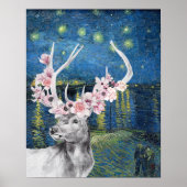 ヴィンセント・ヴァン・ゴッホの「星降る夜」× 花の鹿 コンパイル ポスター (正面)