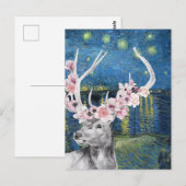 ヴィンセント・ヴァン・ゴッホの「星降る夜」花冠の鹿コンパイル ポストカード (正面/裏面)