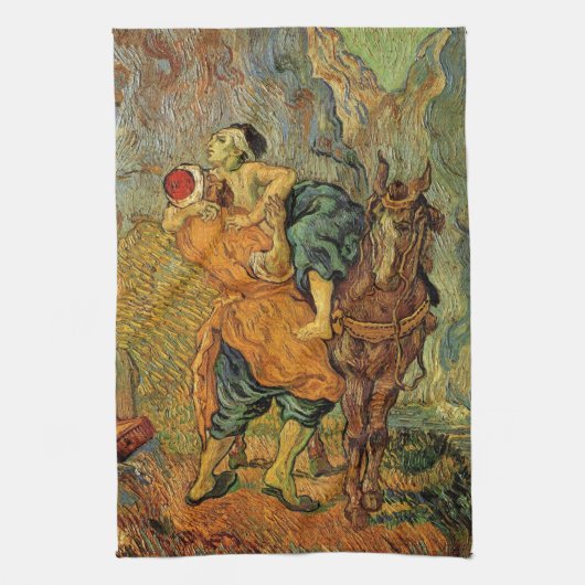 ヴィンセント・ヴァン・ゴッホの『良きサマリア人』 キッチンタオル (縦)