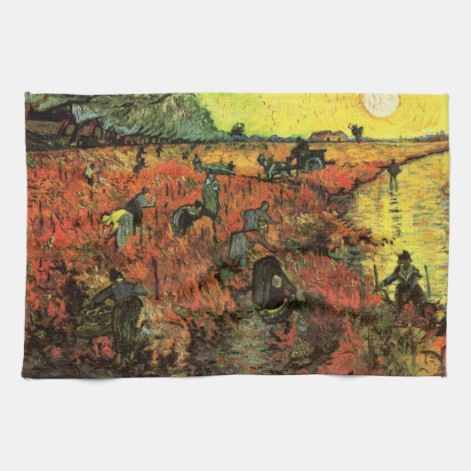 ヴィンセント・ヴァン・ゴッホの『赤いぶどう園』 キッチンタオル (横)