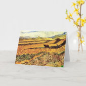 ヴィンセント・ヴァン・ゴッホの「農夫と製粉所のある風景」 カード (黄色い花)