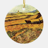 ヴィンセント・ヴァン・ゴッホの「農夫と製粉所のある麦畑」 セラミックオーナメント (正面)