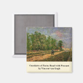 ヴィンセント・ヴァン・ゴッホの『農民のいるパリの道』 マグネット (正面/裏面)