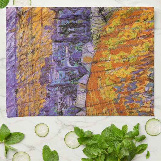 ヴィンセント・ヴァン・ゴッホの「雨のオーベルンの風景」 キッチンタオル (折り畳み)