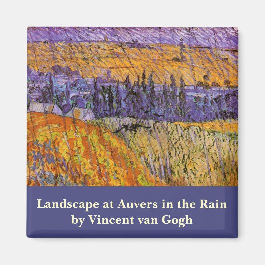 ヴィンセント・ヴァン・ゴッホの「雨のオーベルンの風景」 マグネット (正面)